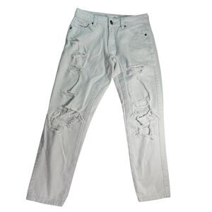 KanCan Jeans Womens Size 0 White Fray Ankle Distressed Stretch Skinny Crop